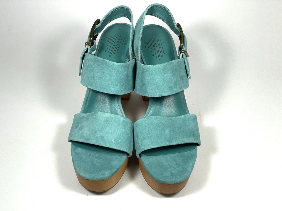 Zuecos Charlotte Stone Carla Aqua plataforma talla 12 Foto 3 de 4