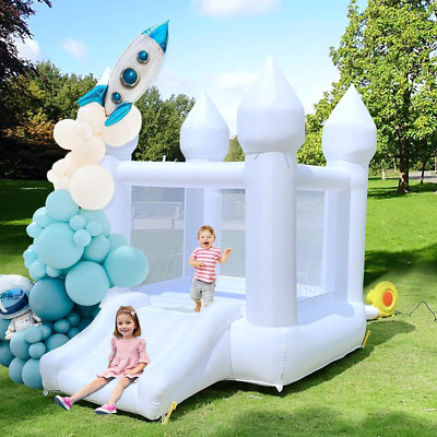 White Bounce House Indoor Outdoor Bouncy Castle for Kids 2-8 Oxford Toddler Boun