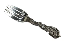 William B. Durgin Sterling Silver Cold Meat Fork in Du Barry circa 1900