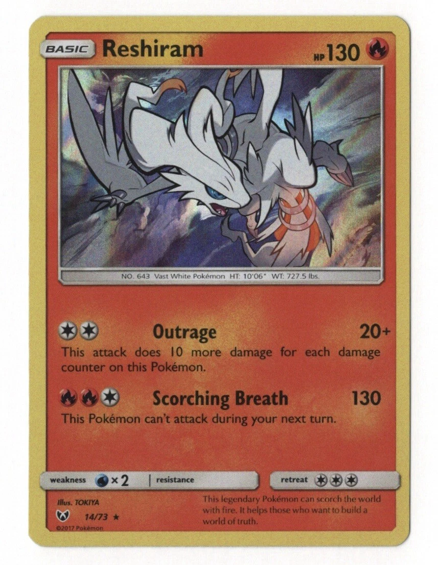 Reshiram - 14/73 - NM - Rare Holo - SM: Shining Legends - Pokemon TCG