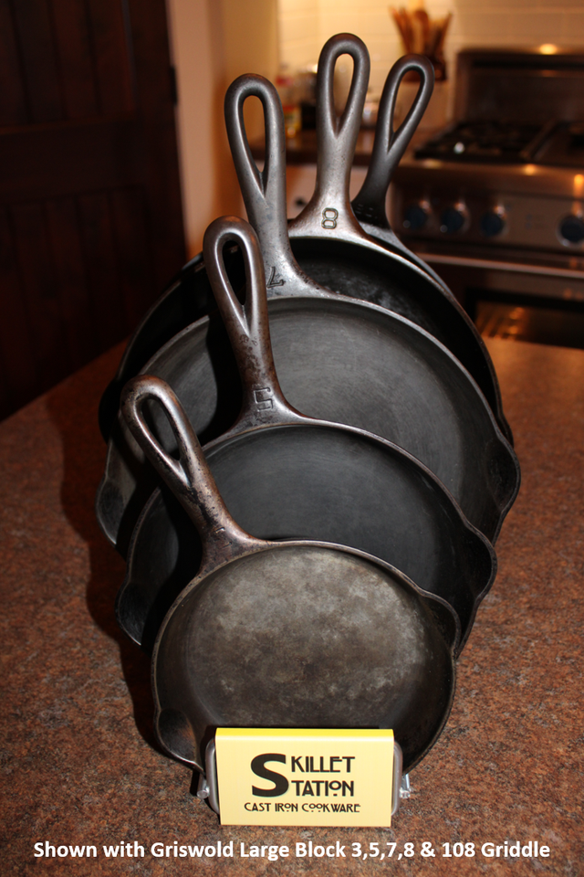 Griswold Wagner Lodge Cast Iron Skillet Pan Display Rack Holder Skillet ...