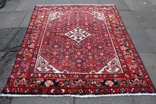 Vintage Hand Made Traditional Oriental Wool Red Blue Large Rug 200x159cm