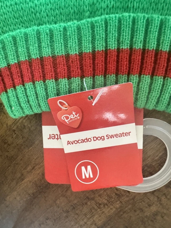 Pet Central Avocado Santa Dog Sweater Size Medium In Red and Green NWT - Image 4 of 4