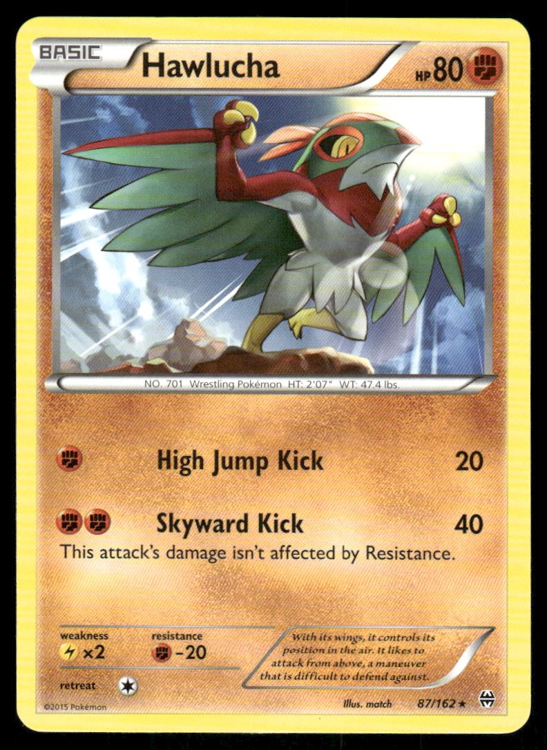 Pokemon Cards Hawlucha 87/162 BREAKthrough XY Rare LP