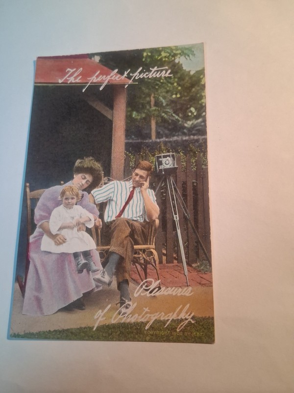 Antique Picture Post Card Family About To Be Photographed Unusual Card