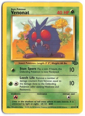 Venonat 63/64 - Jungle Unlimited MP Pokemon TCG