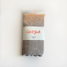 Cat  Jack Girls Ribbed Footless Tights Gray Size 7-10 Stretch New