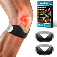 Silicone Patellar Tendon Support Strap, 2 Pack Adjustable Non-Slip Patella Band,