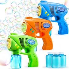 3 Bubble Guns Kit with 3 Solutions for Kids, Bubble Blaster for Summer Toy, Part