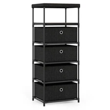 4-Drawer Fabric Storage Cabinet Removable Foldable Drawers Industrial Wood Top