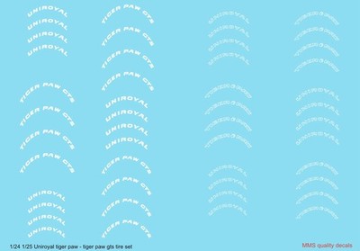 1/24 1/25 Uniroyal Tiger Paw GTS Waterslide Tire Decal Set Modellauto