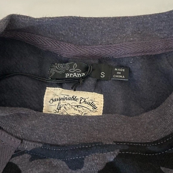 Sudadera Prana Suave Acogedora Cuello Redondo Mezcla Cáñamo Gris Oscuro Estampado Camuflaje S Foto 3 de 4