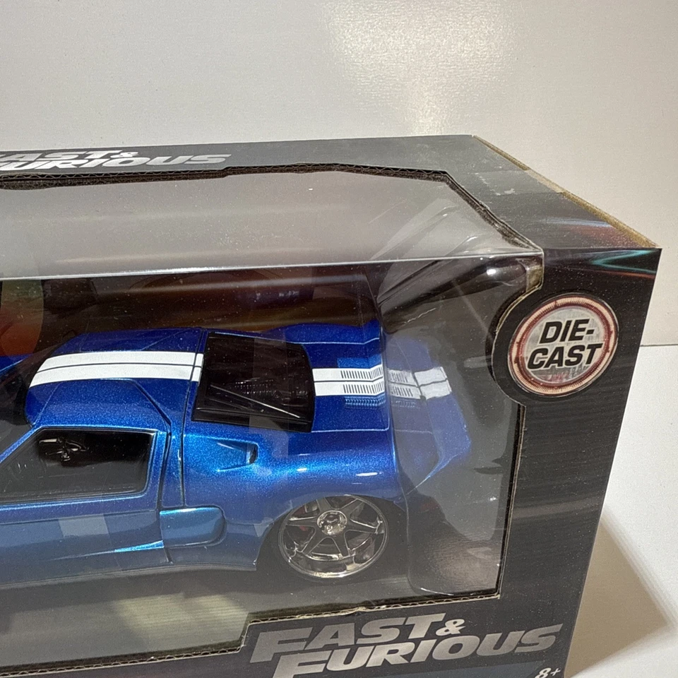 Fast and Furious Ford GT Blue with White Stripes Die Cast Car 1:24 Jada Rare Box - Image 3 of 4
