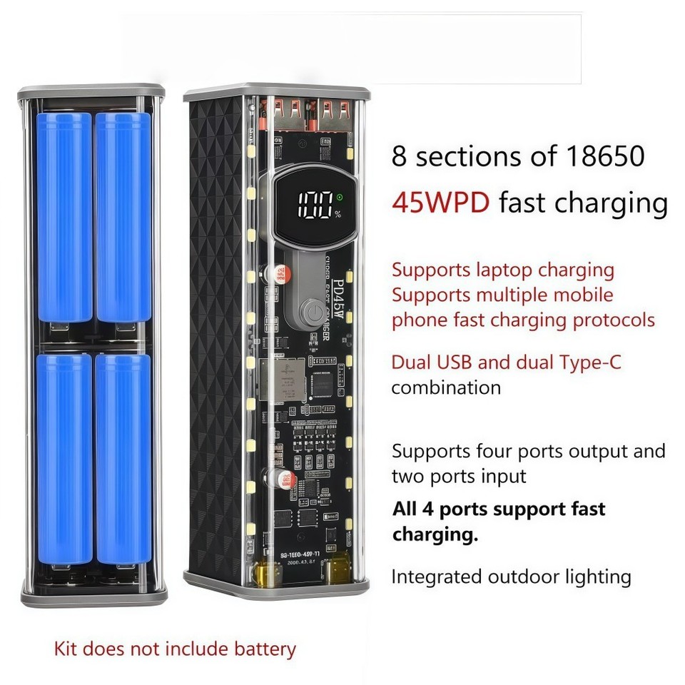 LED Screen Battery Storage Box Fast Charging DIY Battery Box For Smart ...