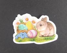 Bunny Sitting by Easter Eggs Easter Sticker 1.5" x 2.18" AT 