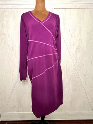 Athleta Sunburst Nectar Organic Cotton Faux Wrap Dress Purple L