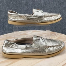 Sperry Boat Shoes Womens 11 M Moc Toe Flats 9294455 Metallic Gold Leather