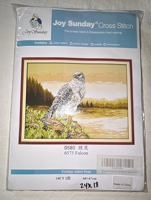 JOY SUNDAY Cross Stitch Kit  Falcon  Falcon Scenery 24  x 18  14 Ct, 2 Strands