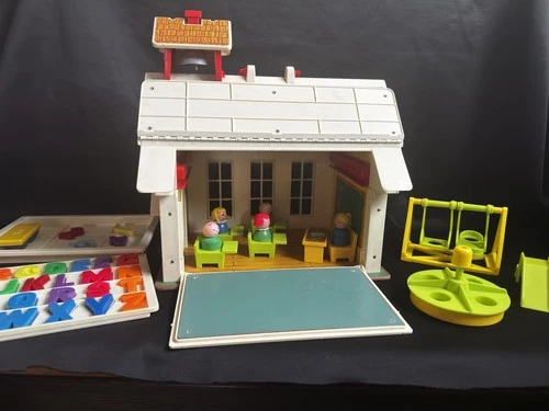 Vintage Fisher Price Little People Schoolhouse Complete Set