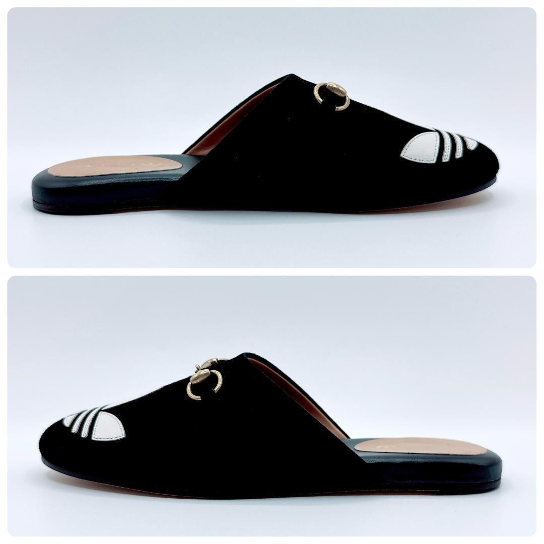 GUCCI Mules Sandals Frat Horsebit Adidas Suede Black EU35/US5 116136c thumbnail 23