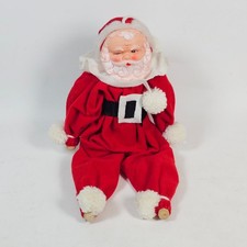 Vintage Rushton Style Santa Claus Plush Doll Rubber Face Christmas Decoration