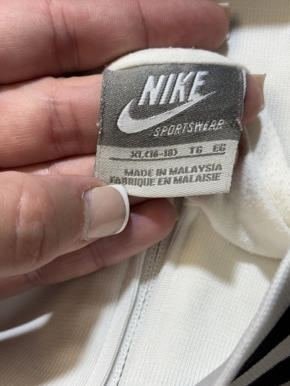 SACAI X NIKE Giacca Track Vintage Y2K Nike Youth XL Uomo Small Bianca