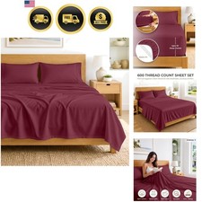 100 Egyptian Cotton Sheets California King Size   600 Thread Count Sheets Se...