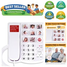 Hands-Free Corded Phone for Seniors - Featuring Loud Volume  LED Indicator