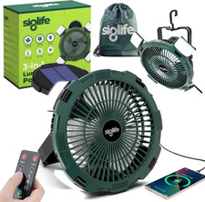 Solar Camping Fan   Camping Fan Solar Powered with Light, Remote  Power Bank  
