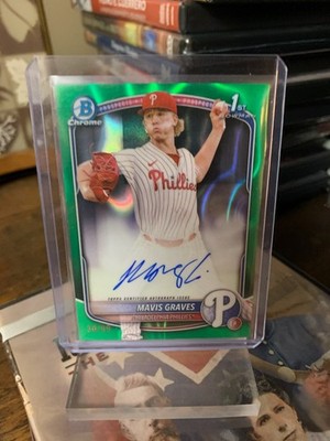Mavis Graves 2025 Bowman Chrome Green Lava Refractor 1st Auto /99