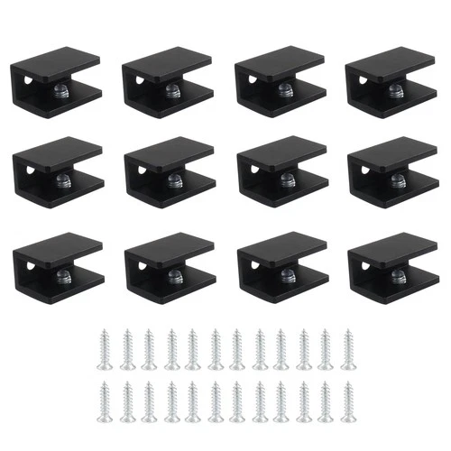 12 Pack Square Glass Clamp, Aluminum Alloy Shelf Clamp Clip Glass Holder Supp... - Picture 1 of 5