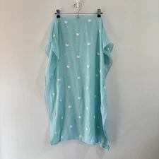 Infinity Scarf Blue White Whale Embroidered Preppy Nautical Beach Lightweight