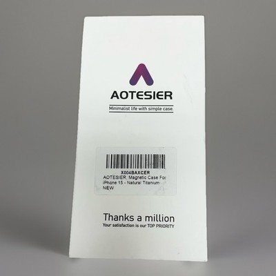 AOTESIER Magnetic Slim Back Case for iPhone 15 Natural Titanium for Apple, NEW 