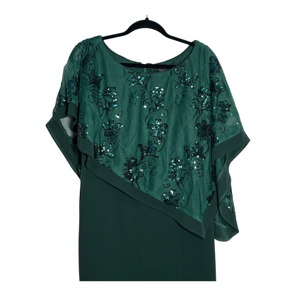 Maxi Vestido Formal Ever Pretty 4XL Talla 16 Verde Esmeralda Lentejuelas Superpuesto Foto 2 de 4