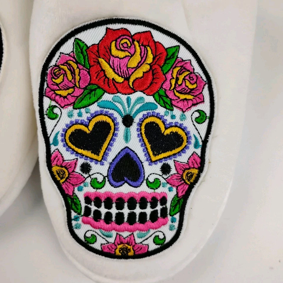 Zapatillas Betsey Johnson Pequeñas 5/6 Corazones Florales Deslizables Calavera de Azúcar Nuevas con Etiquetas Foto 3 de 4