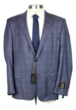 Heritage Sport Coat 46 R Mens Purple Plaid 130s Wool B Fit Two Button Blazer