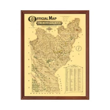 Old Map of Trinity County, CA 1894 - Vintage California Art