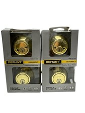 Defiant Double Cylinder Deadbolt Polished Brass Finish 1008 974 342 New Lot of 2