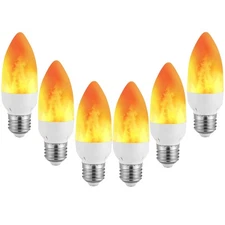 6packs E26/e27 Led Flame Effect Light Bulbs Flickering Flame Tip Candelabra Ligh