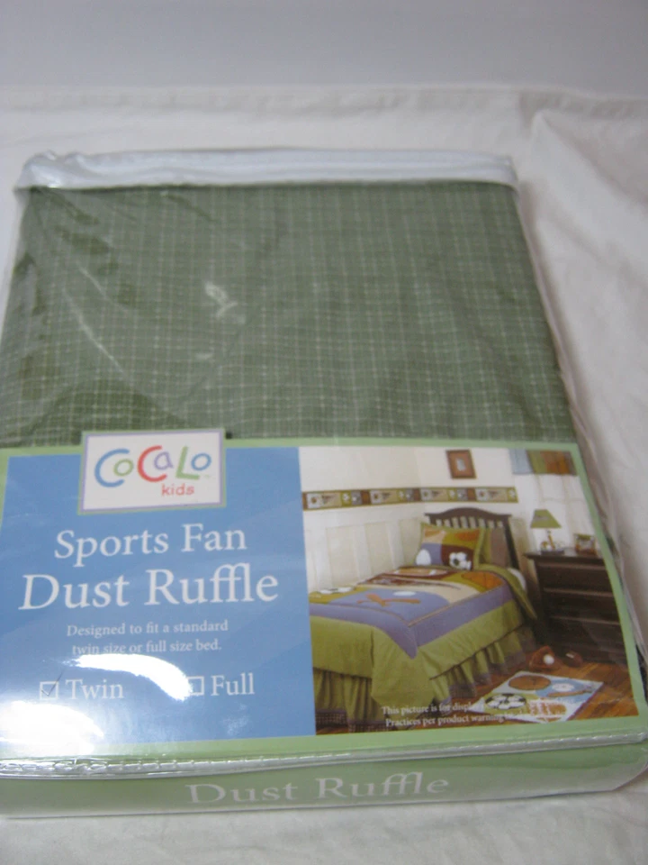  Nuevo Cocalo Kids "Sports Fan" Doble Polvo Completo Volantes/Falda de Cama Verde Nuevo en Paquete Foto 3 de 4