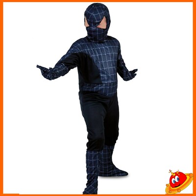 Costume Carnevale Ragazzo Bambino Uomo Ragno Spiderman Nero