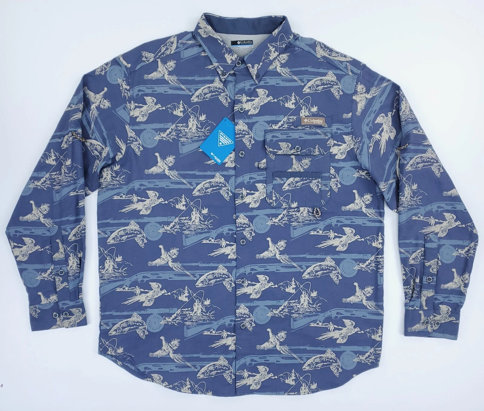 Columbia PHG Men's L Sharptail Flannel Cast N Blast Fish Hunt Long Sleeve Shirt