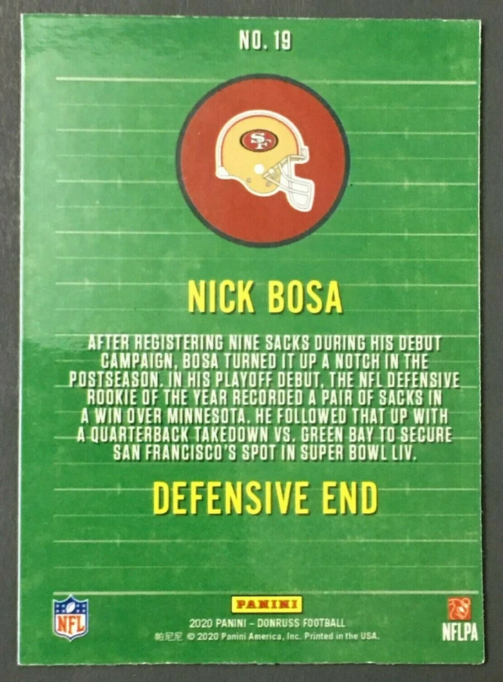 2020 Donruss Football Rise 'n Shine Magnet #19 Nick Bosa SP- San Francisco 49ers - Image 2 of 2