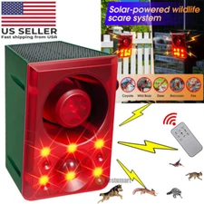 Solar Outdoor Motion Sensor Alarm - Dog Barking & Gunshot Sound 130db Siren