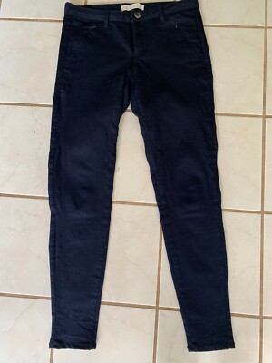 Z1975 ZARA Denim MOTO Navy Blue Zipper Pockets Skinny Jeans Sz US 6