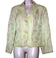 NWT Sigrid Olsen linen silk green Pink floral blazer womens Size:12