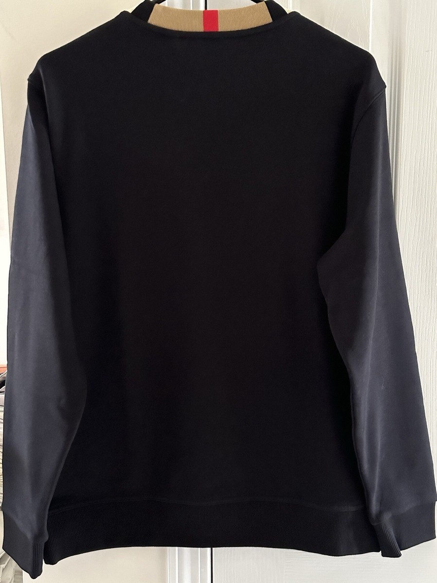 BURBERRY JARRAD CHECK NECK LONG SLEEVE Sm BLK SWEATER