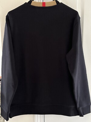 BURBERRY JARRAD CHECK NECK LONG SLEEVE Sm BLK SWEATER EMBROIDERED
