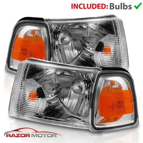 For 2001-2011 Ford Ranger Chrome OE Replacement Headlight Corner Assembly Pair - Picture 5 of 8