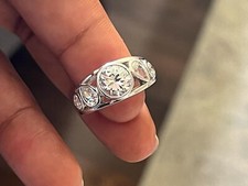 2Ct Round Cut VVS1 Moissanite Bezel Set Engagement Ring 14K White Gold Plated